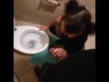 Petite pigtail girls taking her master for a piss