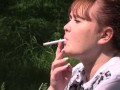 Bbw outdoor close up smoking