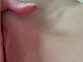Lazy morning nylon foot tease in bed. Nude with stay ups. Gently touching myself.