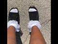 Frilly socks and wedge sandals OUTSIDE