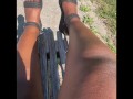 Frilly socks and wedge sandals OUTSIDE