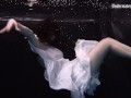 Aqua girl Andrejka underwater stripping and swimming