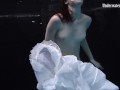 Aqua girl Andrejka underwater stripping and swimming