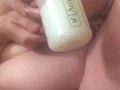 Milkymama pumps tits in front of roommate