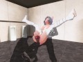 3D HENTAI Two guys help Yumi cum in the toilet with a vibrator