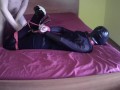Laura on Heels amateur 2021. Tied on an hotel bed on sexy outfit, deepthroat and cum in mouth