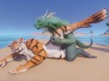 Wild Life / Scaly Furry Porn Dragon with Tiger Girl