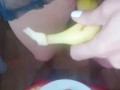 Kinky Girl Puts Fruits In Her Panties And Inserting Them Into Pussy - Angel Fowler