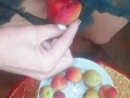 Kinky Girl Puts Fruits In Her Panties And Inserting Them Into Pussy - Angel Fowler