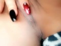 Close Up Wet Pussy with Sexy Long Black Nails