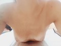 Funny girl with pink nipples exposed on public beach