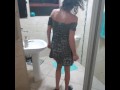 Girl taking stepdaddy for a piss, licking the stream and cleans his cock