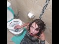 Girl taking stepdaddy for a piss, licking the stream and cleans his cock