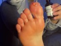 Teenage Girl With Oily Soles Rub Down