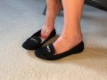 DANGLING BLACK WORK SHOES AND FOOT FETISH TEASE