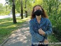 Exhibitionist girl flash tits on a busy street