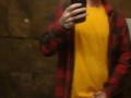 SKINNY GUY IN HAT AND FLANNEL CUMS IN BATHROOM MIRROR AT WORK