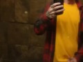 SKINNY GUY IN HAT AND FLANNEL CUMS IN BATHROOM MIRROR AT WORK