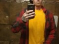 SKINNY GUY IN HAT AND FLANNEL CUMS IN BATHROOM MIRROR AT WORK