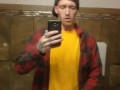 SKINNY GUY IN HAT AND FLANNEL CUMS IN BATHROOM MIRROR AT WORK