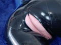 Sexy MILF with big natural ass teasing in latex catsuit rubber fetish free porn video