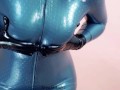 Sexy MILF with big natural ass teasing in latex catsuit rubber fetish free porn video