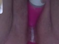 CUM CREAM GUSH! DP pussy/anal, remotely controlled by husband from his desk at work!