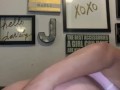 Pushing ice cube deep in fat ass
