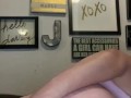 Pushing ice cube deep in fat ass