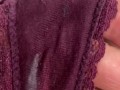 my pussy gets so wet here at work, watch me taste my Creamy Pussy Grool in my wet Burgundy Panties 