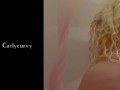 Blonde Carlycurvy playing with body and getting wet while doing art! 