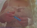 Blonde Carlycurvy playing with body and getting wet while doing art! 