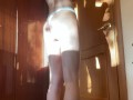 Naked Lesbian Girl Does Squats With Kettlebell