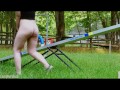 Cum-covered 19 year-old teen bondage slave Lexi Grey crawls to the seesaw for a hard caning