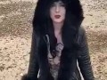 British babe Smoking and flashing on the beach 