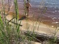 Sexy nudist girl on a wild beach