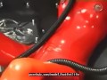 Hot girl full encased in red rubber suit enjoys gas mask breathplay in her black room