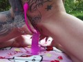 Skully Inkson - Gardenfun with a BIG new dildo