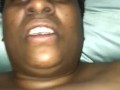 Sexy brown skin playing with her massager and squirts 