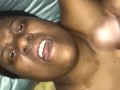 Sexy brown skin playing with her massager and squirts 