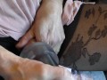 dress up in hose with anal orgasm pump and cum
