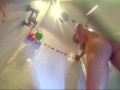 Voyeur camera in the shower room. Shave pussy. naked girl in the shower room.