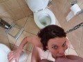 Petite slut gets her tight asshole fucked in bathroom | anal | piss drinking | cum swallow | POV
