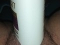 Bunni Stretching with thick conditioner bottle
