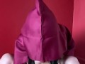 Sexy satanist fucks herself with devil dick dildo in trampy place 