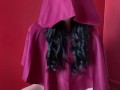Sexy satanist fucks herself with devil dick dildo in trampy place 