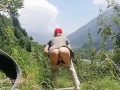 Countryside pissing - While out walking Angel Fowler takes a piss 