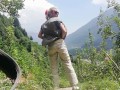 Countryside pissing - While out walking Angel Fowler takes a piss 