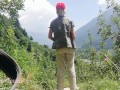 Countryside pissing - While out walking Angel Fowler takes a piss 