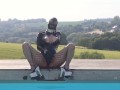 Cristal Kinky in Latex Fucking, getting licked, blowjob and bound handjob on sub outdoors Preview